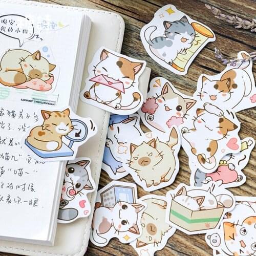 45 Pcs/box cute cat cartoon mini paper sticker decoration stickers DIY for craft diary scrapbooking planner label sticker