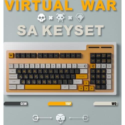 White Virtual War Keycap XDA Profile DYE-SUB 120 Key PBT Sublimation Mechanical Keyboard Keycap Round Keycap Cherry MX Switch