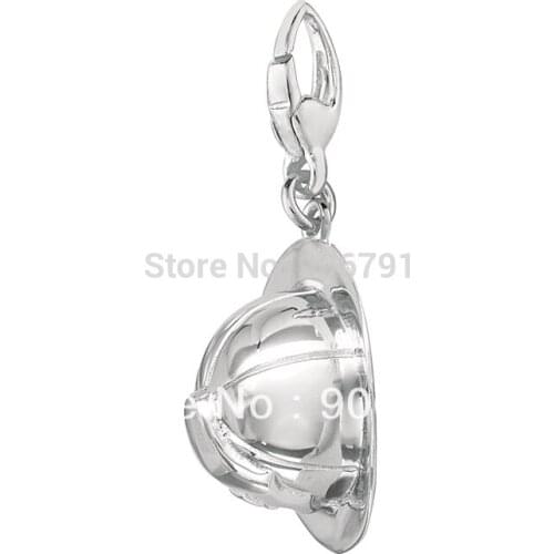 Shinny Silver-Plated fireman hat Charm jewelry