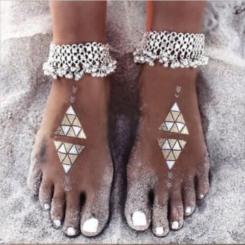 Bohemian Ladies Foot Charm Dumbbell Anklet Bracelet Vintage Barefoot Sandals Leg Bells Tassel Chain Anklet S1848