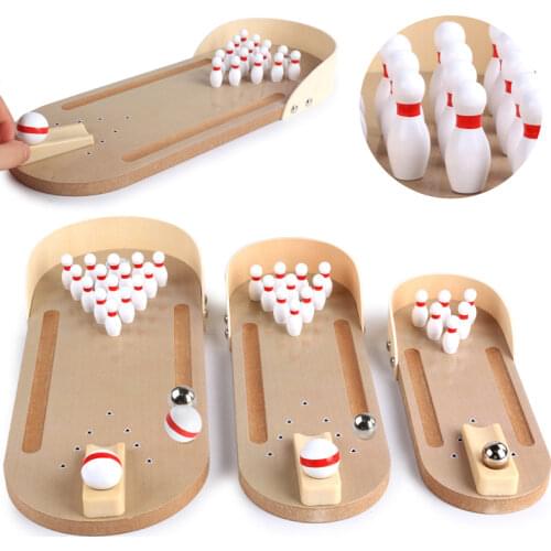 Wooden Mini Tabletop Bowling Childrens Educational Toys Scene Simulation Indoor Parent-Child Adult Decompression Tabletop Game
