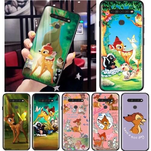 Disney Fawn Bambi for LG G8 G8S G8X V30 V35 V40 V50 V60 ThinQ Q60 K40 K50 K30 K41 K51 K61 K71 K92 Black Phone Case