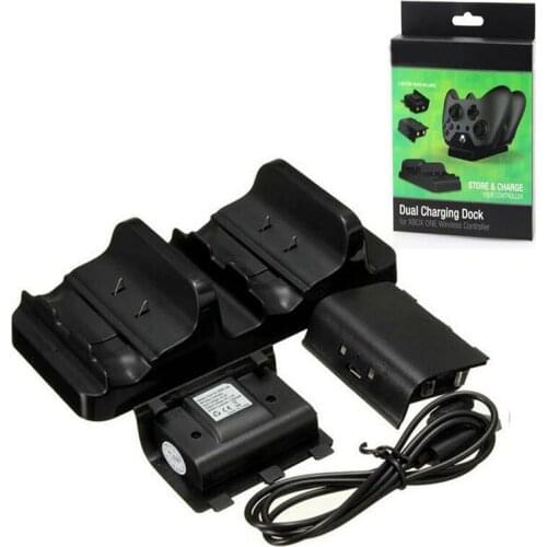 Dual Charging Dock Charger+2 x Rechargeable Battery Pack+USB Charge Cable Power Cord for XBOX ONE Wireless Controller Gamepad
