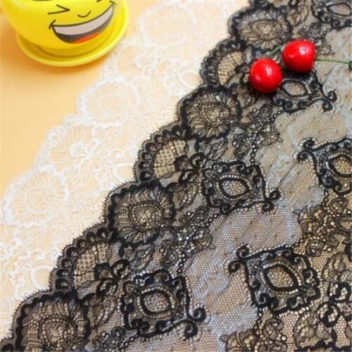 1Yard Wide Ivory Black Exquisite Elastic Lace Trimming DIY Handmade Wedding Clothing Accessories Homemade Material width 22.5cm