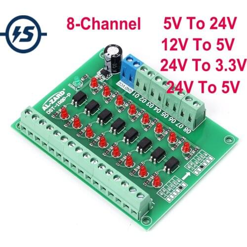 Photoelectric Isolation Module Level Voltage Converter PNP Output PLC Signal Module 24V To 5V/5V To 24V/12V To 5V 8-Channel 8bit