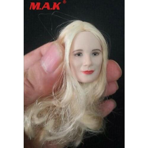 Glf 1/6 Old Female Head Carving with golden Blond long curly hair white skin European beauty Women Lady Head Sculpted Model Toy