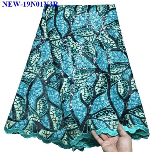 Sequins Organza Lace Fabric 2019 Embroidered Nigerian Laces Fabric High Quality French Tulle Lace Fabric For Wedding dress GS001