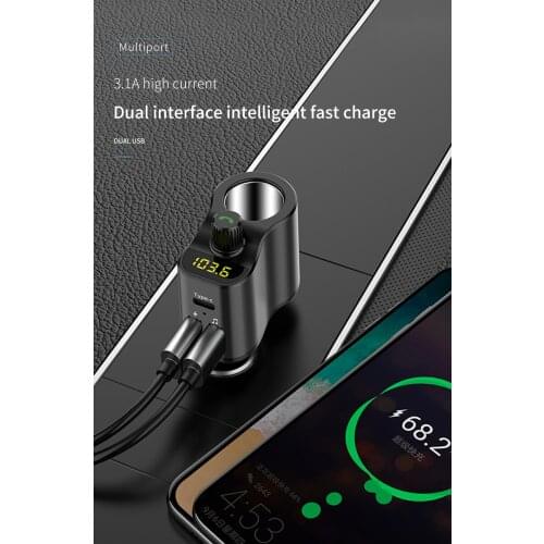 Audio MP3 Player With Type-c Dual USB Ports Car Charger FM Transmitter Modulator Bluetooth 5.0 Handsfree Car radio Adapter Kit