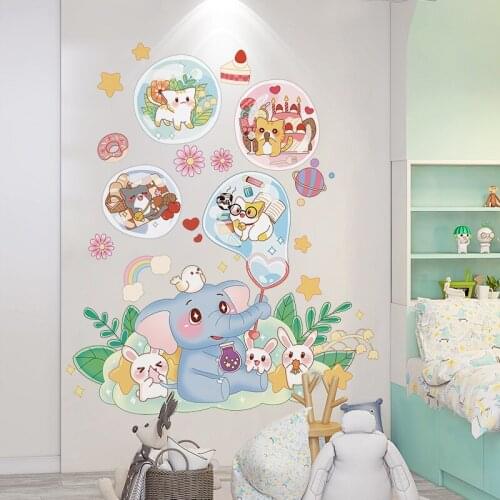 Cartoon Animal Wall Sticker Children Room Decoration Bedroom Door Sticker Nursery Decal Baby Room Wall Wallpaper
