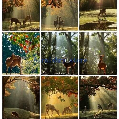 Nara Deer In The Sun 5d DIY Round Diamond Embroidery Full Diamond Painting Diamond Mosaic Cross Stitch Kits Home Decor