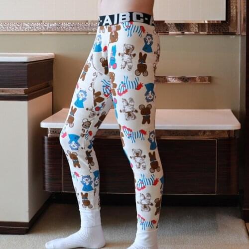 Brand New Arrival Mens Underwear Warm Pants Printed Thickened Winter Warm Trousers Mens Leggings Long Johns Winter Clothes Men