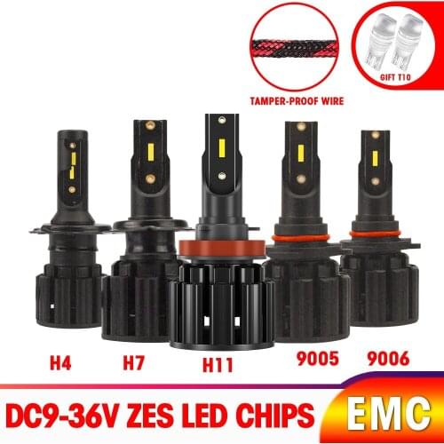 PAIR Car Headlight Bulbs H1 H7 H8 H9 H11 Headlamps Kit 9005 HB3 9006 HB4 Auto Lamps 6000K 2PCS LED 12000LM 72W 9V to 36V