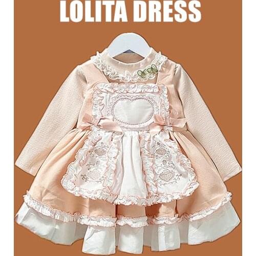 2Pcs Baby Girl Spanish Lace Dresses Children Turkish Vintage Lolita Princess Dress Birthday Party Autumn Kids European Clothing