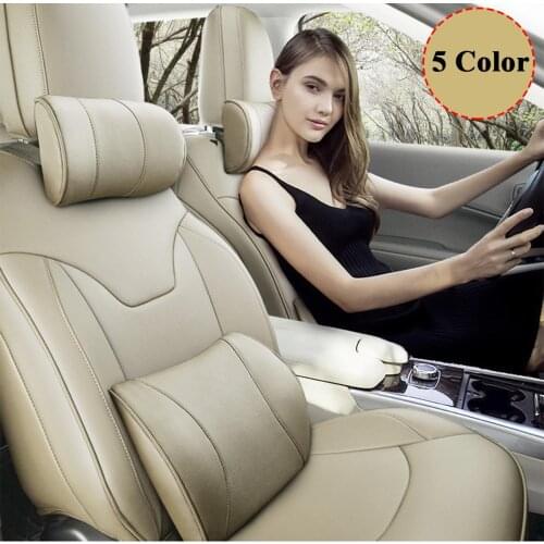 Soft Leather Memory Foam Car Neck Back Seat Pillow Lumbar Support Massager Waist Cushion Pillow For Chairs Car Seat Relieve Pain