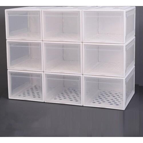 2pcs Transparent Shoes Storage Box Foldable Plastic Basketball Shoes Sneaker Shoebox Dust-proof Shoes Organizer Box