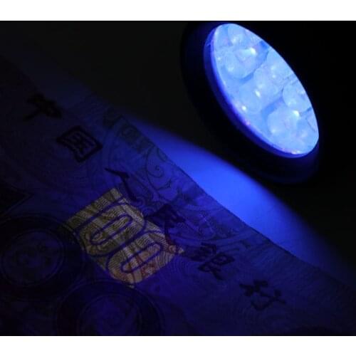 R2LE UV Flashlight 12 LED Light Portable Ultraviolet Lamp Torch Cash Detection Fluorescer Detector Marker Checker Battery Alloy