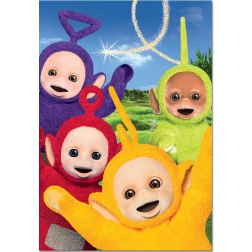 Custom Canvas Decor Teletubbies Cartoon Colorful Wall Fabric Posters And Prints Home Decor Painting 20x30cm,27x40cm