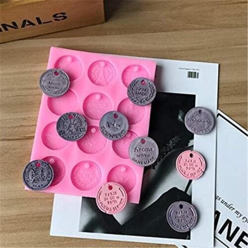 Silicone Keychain Mold Geometric Coins Letters Constellation Shape DIY Resin Fondant Plaster Cake Decor Molds Pendant Craft Tool