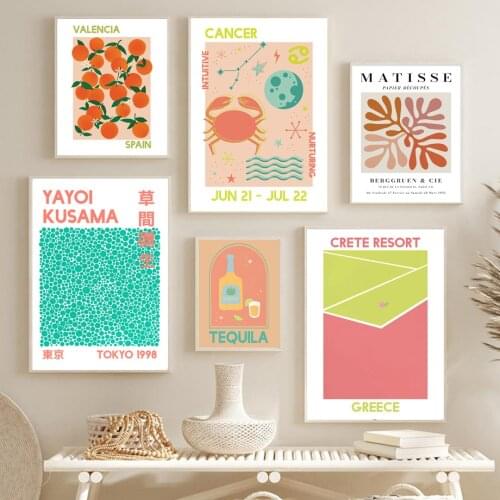 Nordic Poster Yayoi Kusama Matisse Tequila Fruit Market Cancer Wall Art Prints Canvas Painting Decor Pictures For Living Room