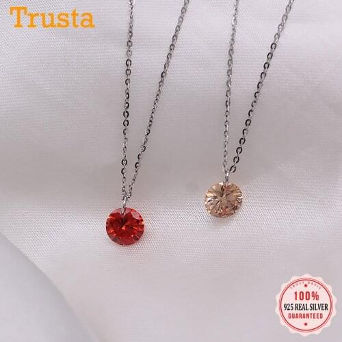 Trustdavis Real 925 Sterling Silver 8mm Round Dazzling Cubic Zircon Circle Pendant Necklace For Women Wedding Fine Jewelry DS660