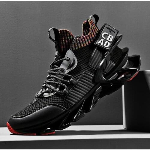 High Top Summer Rubber Hard-wearing Men Sneakers Mens Running Male Sock Sneakers Sports for Men Sport Shoes Men Black GMB-0503