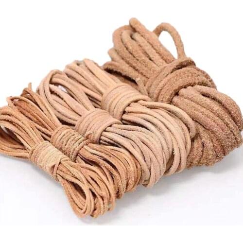 Diy handmade jewelry accessories leather rope primary color round yak cowhide rope bracelet necklace leather braided rope 5 m