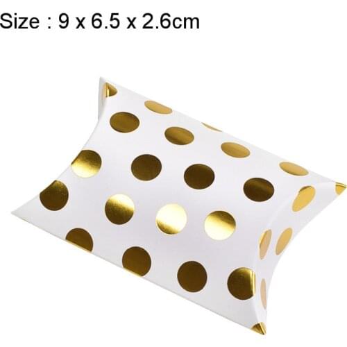 10pcs Gold Dot Stripe Pattern Pillow Box Mini Candy Box Wedding Pillow Box Packaging For Guest Event & Party