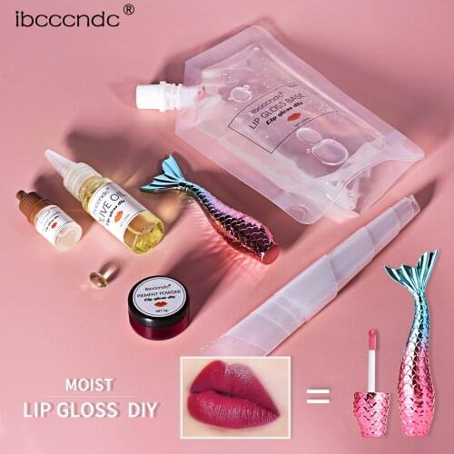 100ML DIY Clear Lip Gloss Base Oil Set Non-Stick Moisturizing Lipstick Material Gel Pigment Powder Olive Oil Handmade Makeup Kit