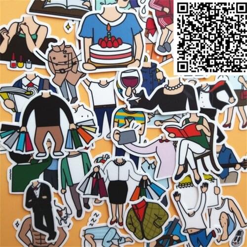 40 pcs fashionable costume cartoon Stickers for phone Decorative waterproof sticker Scrapbooking For Laptop Children