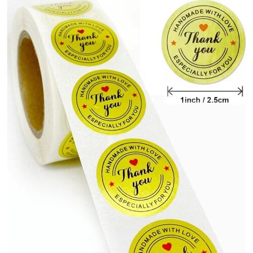 500pcs Laser & Gold Heart Thank You Stickers Scrapbooking Cute Seal Labels for Business Packing Gift Decor Envelope Stationery
