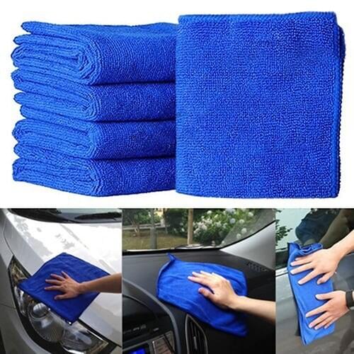 500Pcs/Lot New Practical Blue Soft Absorbent Wash Cloth Car Auto Care Microfiber Cleaning Towels 25cm *25cm