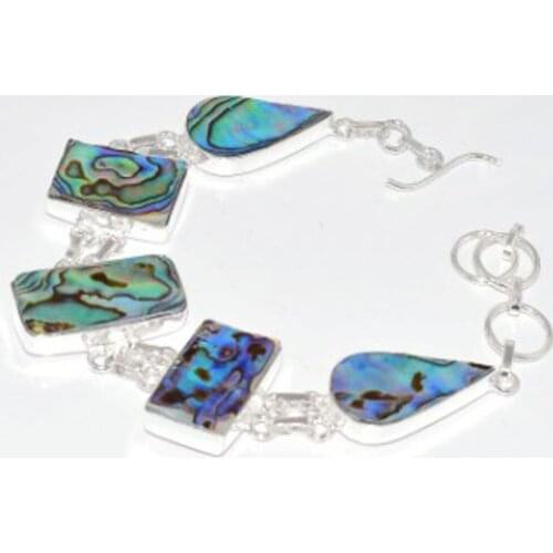 Abalone Shell Bracelet Silver Overlay Over Copper , 24 cm, B3627