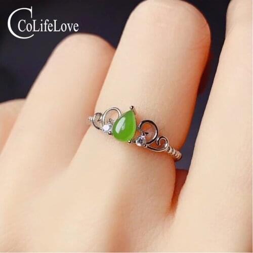CoLife Jewelry 925 Silver Jasper Ring 4*6mm Natural Jasper Silver Ring Fashion Jade Ring for Young Girl