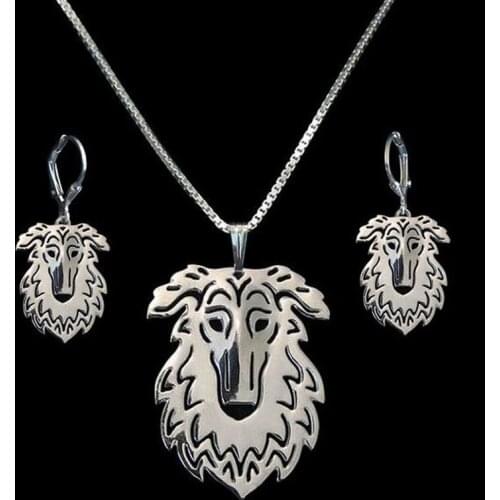 Lovers Cutout Dog Shaped Jewelry Set Hot Sale Metal Borzoi Dog Jewelry Set Drop Shipping