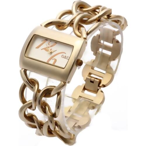 G&D Top Brand Golden Womens Bracelet Watches Fashion Casual Quartz Wristwatches Relogio Feminino Saati Love Gifts Reloj Mujer