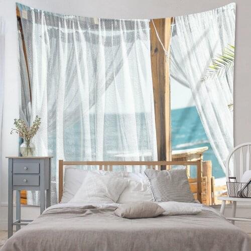 Ins Home Space Design Tapestry Bedroom Decoration Background Cloth 3D Window Scenery Tapestry Wall Hanging Art Wall Cover