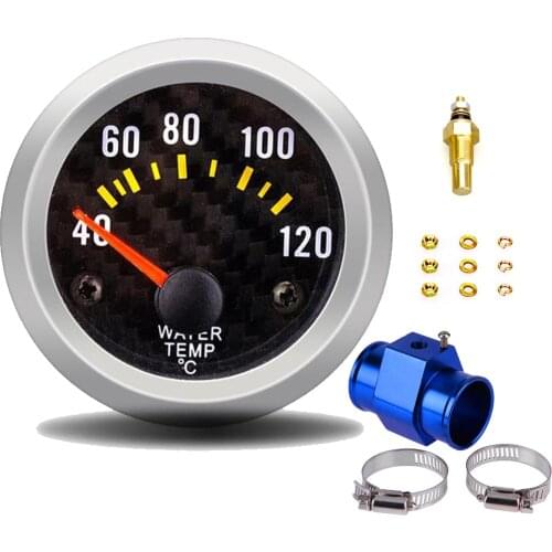 Auto Racing Gauge Water Temperature Gauge 40-120Celsius Water Temp Meter Joint Pipe Sensor 36mm 34mm 32mm 30mm 28mm Hose Adapter