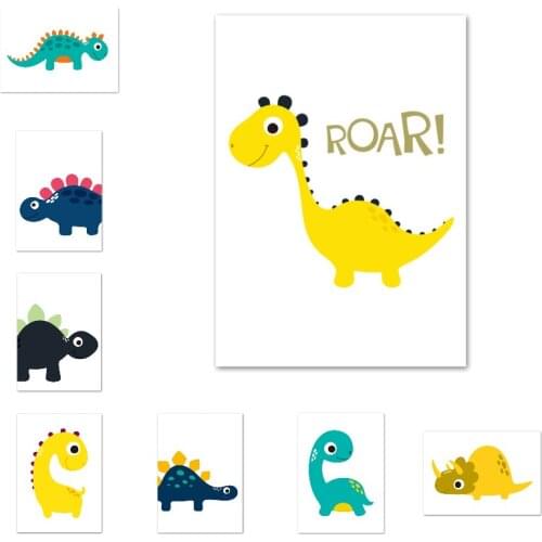 Canvas Painting Cartoon Little Dinosaur Children Bedroom Nordic Poster Children Room Picture Boy Girl Wall Art Decor Home Decor