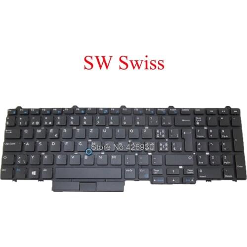 SW Keyboard For DELL For Latitude E5550 5550 E5570 5580 7510 3510 M3510 3520 7520 7720 7710 Swiss PK1313M4A30 SG-63300-2XA new