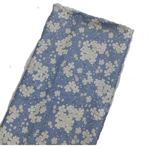 Beautiful Blue White Cherry Blossom Sakura Flower Printed 100% Cotton Fabric for quilting bedding cloth DIY sewing