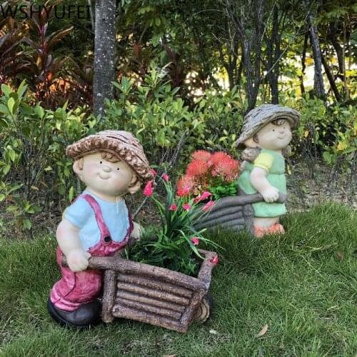 Creative Cute Kid Faceplate Landscape Ornament Animal Model Lawn Garden Figurine Artificial Child Photography Props Ornaments