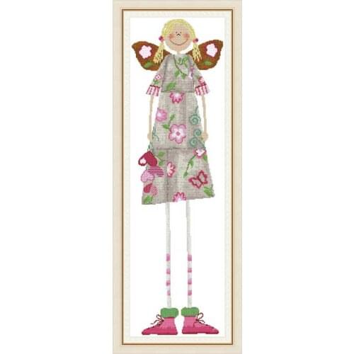 Long legs butterfly girl counted printed on the canvas 11CT 14CT DIY kit Cross Stitch embroidery needlework Sets home decor
