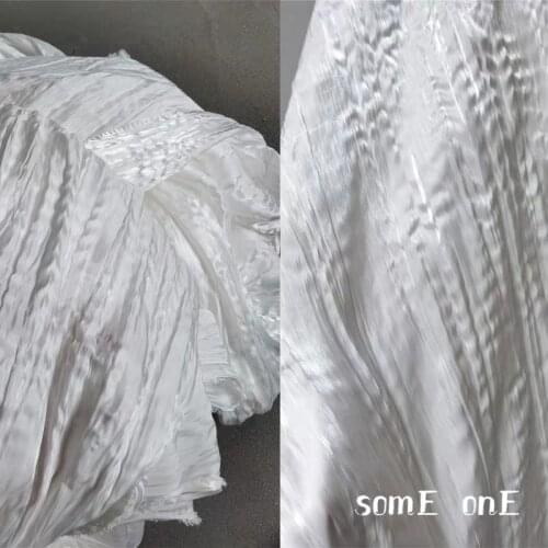 New Pleated Silk Satin Fabric Shiny White Folds Texture DIY Decor Kungfu Suit HANFU Cheongsam Shirt Skirt Dress Designer Fabric