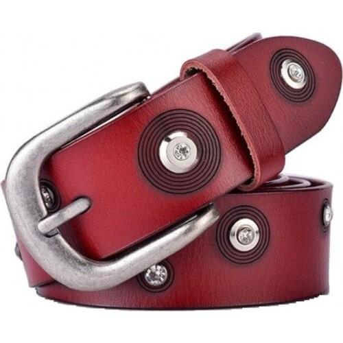 New woman belt genuine leather high quality first layer cow skin female strap fashion designer brand rivet belt pin metal buckle