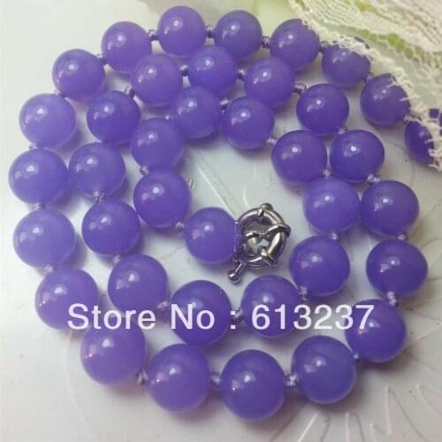 Fashion style genuine 10mm lovely purple chalcedony jades stone round beads making hot sale necklace 18''MY4080