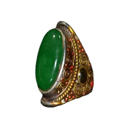 Early collection inlaid jadeite pure white copper gold-plated painted rings for men and women