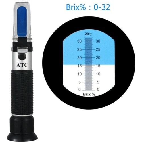 Refractometer Handheld 0-32% Brix ATC Sugar Meter Fruit Saccharimeter Portable Brix Test Tools For Sugar Beer Brix Test Optical