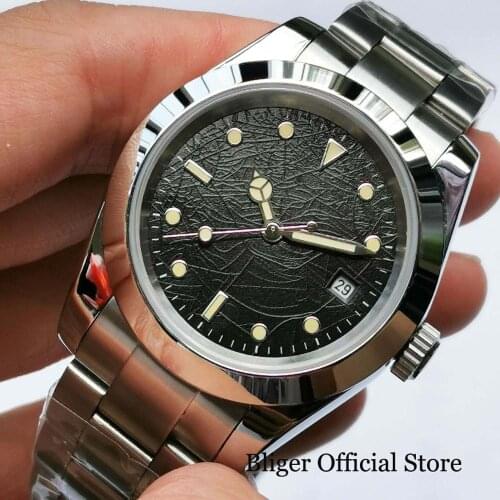 Luxury Sterile Polished 39mm Automatic Mens Watch With Special Design Dial Mental Strap Date Window