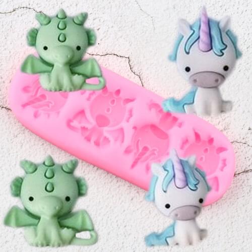 Dragon Unicorn Silicone Molds Cupcake Topper Fondant Mold DIY Party Cake Decorating Tools Polymer Clay Candy Chocolate Moulds