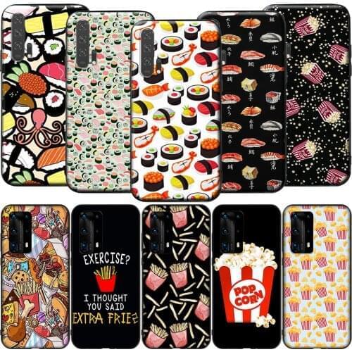 GX181 Popcorn Sushi French Fries Silicone Case for Honor 6A 7A 3GB 7C 7X 8 8A 8X 8C 9 10 Lite View 20S 9A 10X Max Pro